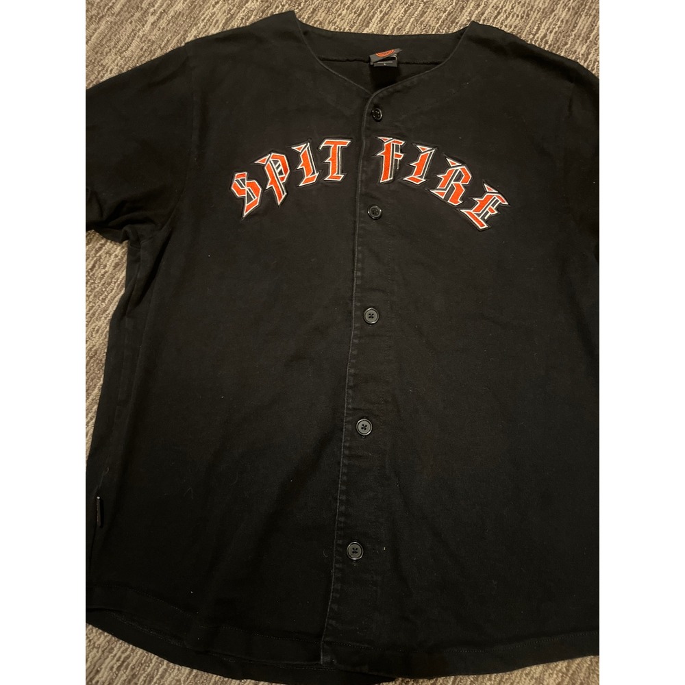 Spitfire Wheels Embroidered Logo Black Skate Jersey Mens XL (157)